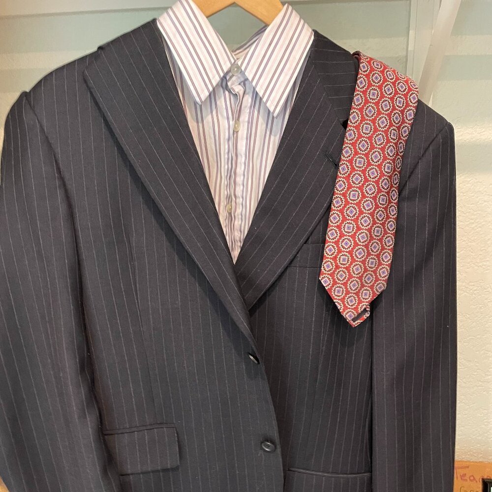 Pre-owned Slate Grey Hart Schaffner Marx with tan pinstripe (40R)